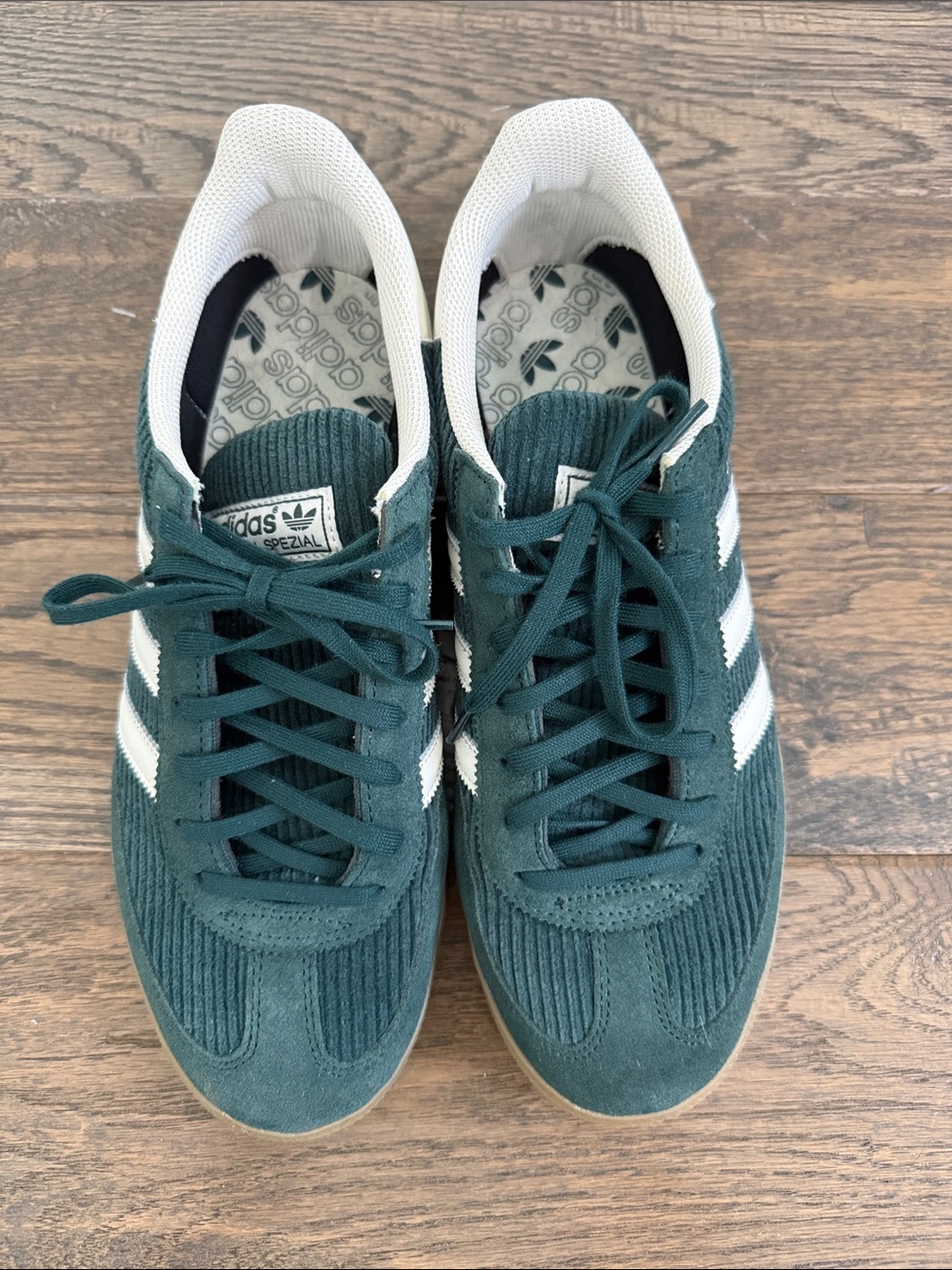 adidas Dark Green Suede Sneakers with Cream Stripes - Picture 3 of 7
